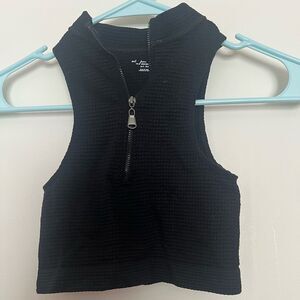 Urban Outfitters Black Textured Zip-Up Top